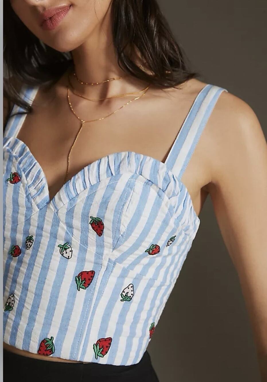 Anthropologie Maeve Embroidered Cami preppy sz 8 sweetheart top Y2K A008576